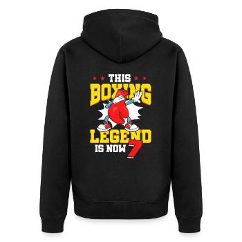 Diese Box-legende Ist Jetzt 7 Sports Kid 7. - Unisex Premium Bio Zip Hoodie - Schwarz - Hinten - Nico (187cm)
