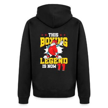 Diese Box-legende Ist Jetzt 11 Sport Kind 11 - Unisex Premium Bio Zip Hoodie - Schwarz - Hinten - Nico (187cm)