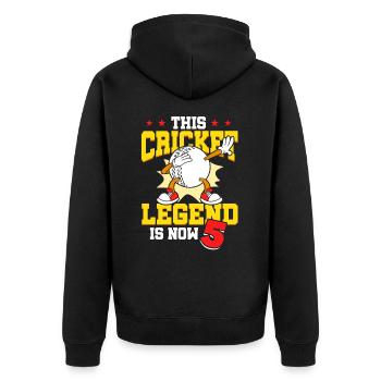 Diese Cricket-legende Ist Jetzt 5 Sport Kind 5. - Unisex Premium Bio Zip Hoodie - Schwarz - Hinten - Nico (187cm)