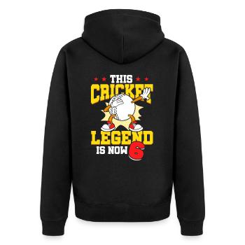 Diese Cricket-legende Ist Jetzt 6 Sport Kind 6. - Unisex Premium Bio Zip Hoodie - Schwarz - Hinten - Nico (187cm)