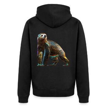 Faultier Polygon Faultierliebhaber Tier Geschenk - Unisex Premium Bio Zip Hoodie - Schwarz - Hinten - Nico (187cm)