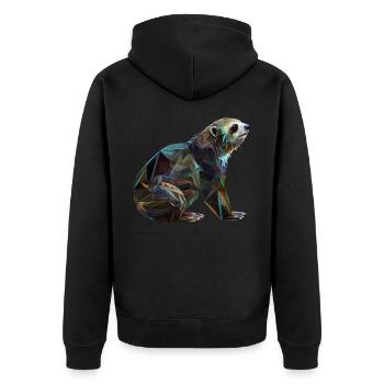 Faultier Polygon Faultierliebhaber Tier Geschenk - Unisex Premium Bio Zip Hoodie - Schwarz - Hinten - Nico (187cm)