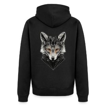 Fuchs Polygon Füchse Geschenk Kunst Tier Zoo Motiv - Unisex Premium Bio Zip Hoodie - Schwarz - Hinten - Nico (187cm)