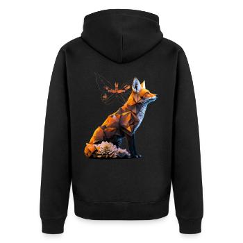 Fuchs Schmetterling Polygon Kunst Geschenk Tier - Unisex Premium Bio Zip Hoodie - Schwarz - Hinten - Nico (187cm)