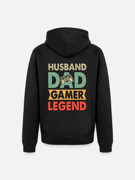 Marito Papà Gamer Leggenda Gamer Papà - Premium økologisk unisex-hættejakke - sort