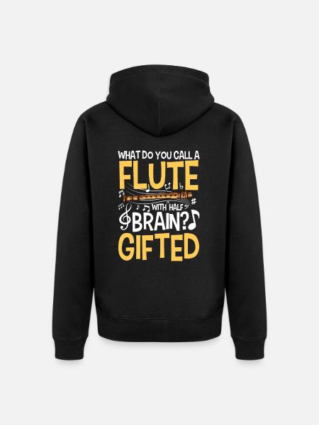 Flute With Brain - Gifted - Unisex Premium Bio Zip Hoodie - Schwarz
