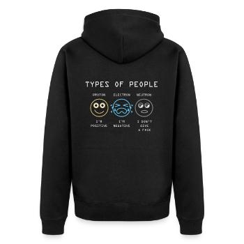 Elektron Neutron Physiker - Unisex Premium Bio Zip Hoodie - Schwarz - Hinten - Nico (187cm)