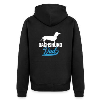 Dachshund Dad - Unisex Premium Organic Zip Hoodie - black - Back - Nico (187cm)