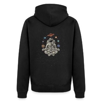 Yoga-Lehrer Rakete Astronaut - Unisex Premium Bio Zip Hoodie - Schwarz - Hinten - Nico (187cm)