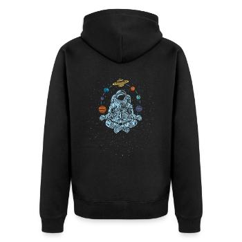 Future Astronaut Meditation - Unisex Premium Organic Zip Hoodie - black - Back - Nico (187cm)