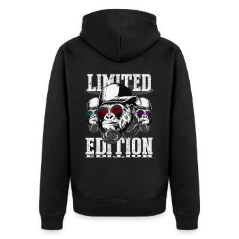 Limited Deluxe Edition DJ Gorilla Design - Unisex Premium Organic Zip Hoodie - black - Back - Nico (187cm)
