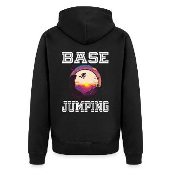 Base Jumping für einen Base Jumper - Unisex Premium Bio Zip Hoodie - Schwarz - Hinten - Nico (187cm)