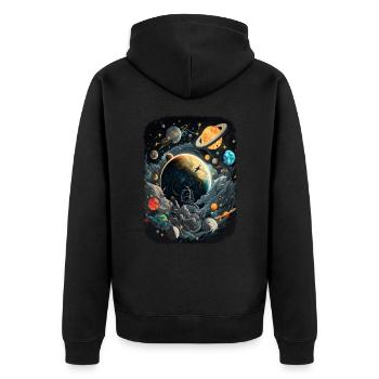 Space Weltraum Astronaut für Erwachsene - Unisex Premium Bio Zip Hoodie - Schwarz - Hinten - Nico (187cm)