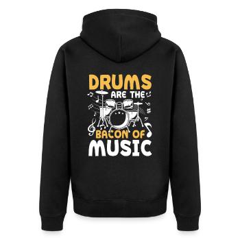 Drums Are The Bacon Of Music - Unisex Premium Bio Zip Hoodie - Schwarz - Hinten - Nico (187cm)