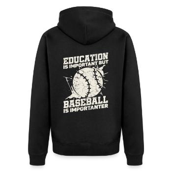 Bildung Ist Wichtig, Aber Sport Baseballer - Unisex Premium Bio Zip Hoodie - Schwarz - Hinten - Nico (187cm)