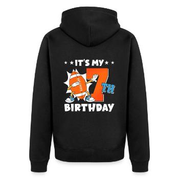 Es Ist Mein 7. Geburtstag American Football - Unisex Premium Bio Zip Hoodie - Schwarz - Hinten - Nico (187cm)