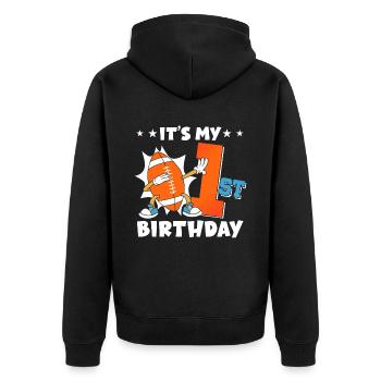It's My 1st Birthday American Football - Unisex Premium Organic Zip Hoodie - black - Back - Nico (187cm)