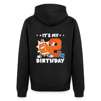 Es Ist Mein 2. Geburtstag American Football - Unisex Premium Bio Zip Hoodie - Schwarz - Hinten - Nico (187cm)