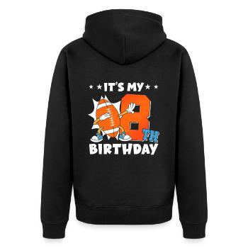 Es Ist Mein 8. Geburtstag American Football - Unisex Premium Bio Zip Hoodie - Schwarz - Hinten - Nico (187cm)