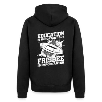 Bildung Ist Wichtig, Aber Sport Ultimate Frisbee - Unisex Premium Bio Zip Hoodie - Schwarz - Hinten - Nico (187cm)