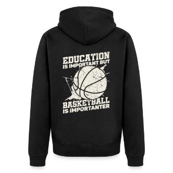 Bildung Ist Wichtig, Aber Sportball Basketball - Unisex Premium Bio Zip Hoodie - Schwarz - Hinten - Nico (187cm)