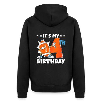 Es Ist Mein 4. Geburtstag American Football - Unisex Premium Bio Zip Hoodie - Schwarz - Hinten - Nico (187cm)