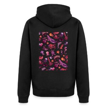 Fischliebhaber Taucher Freitauchen - Unisex Premium Bio Zip Hoodie - Schwarz - Hinten - Nico (187cm)