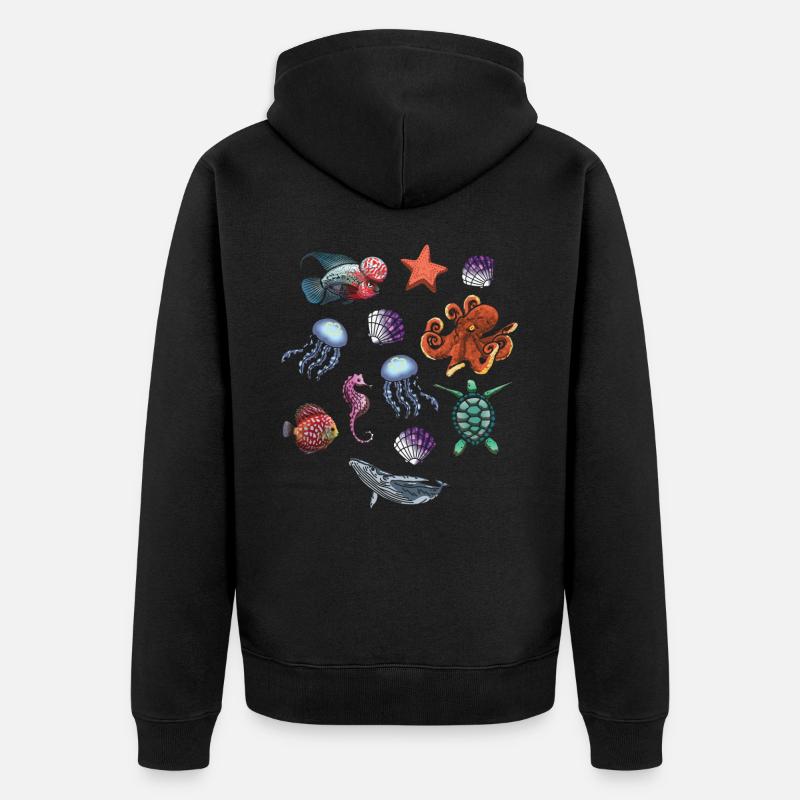Fisch Saison Meerestier Meer - Unisex Premium Bio Zip Hoodie - Schwarz