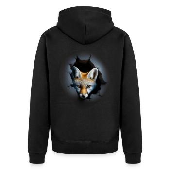 Fuchs Wand Tierliebhaber Geschenk Tier Knuffig Süß - Unisex Premium Bio Zip Hoodie - Schwarz - Hinten - Nico (187cm)
