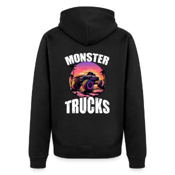 Monster Trucks für Männer und Jungen - Unisex Premium Bio Zip Hoodie - Schwarz - Hinten - Nico (187cm)