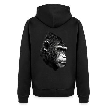 Gorilla Polygon Affe Tier Geschenk Zoo Tierisch - Unisex Premium Bio Zip Hoodie - Schwarz - Hinten - Nico (187cm)