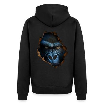 Gorilla Wall Hole Monkey Zoo Animal Costume Cadeau - Veste à capuche bio Premium Unisexe - noir - Dos - Nico (187cm)