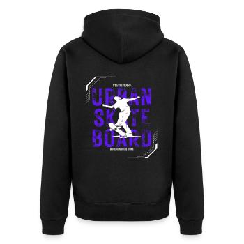 Urban Skate Board - Unisex Premium Bio Zip Hoodie - Schwarz - Hinten - Nico (187cm)