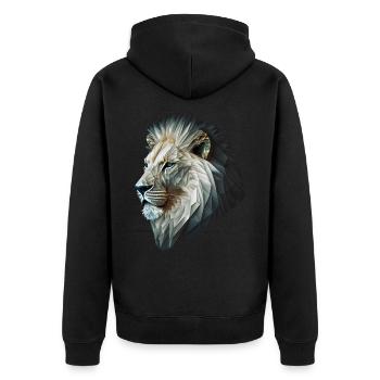 Lion Colorful Big Cat Kuns Animal Gift Africa Zoo - Unisex Premium Organic Zip Hoodie - black - Back - Nico (187cm)