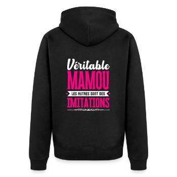 Véritable Mamou les autres sont des imitations ! - Veste à capuche bio Premium Unisexe - noir - Dos - Nico (187cm)