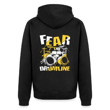 Fear The Drumline - Unisex Premium Bio Zip Hoodie - Schwarz - Hinten - Nico (187cm)