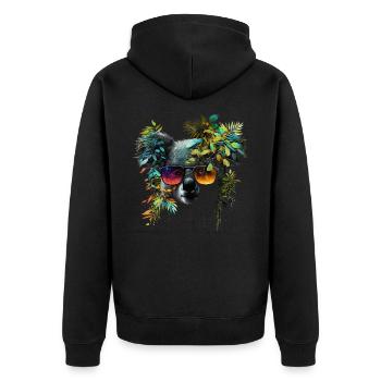 Koala Sonnebrille Tiermotiv Geschenk Bär Tier - Unisex Premium Bio Zip Hoodie - Schwarz - Hinten - Nico (187cm)