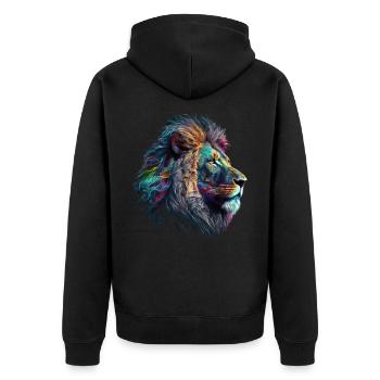 Leo Art Gift Artwork Animal Animal Motif - Unisex Premium Organic Zip Hoodie - black - Back - Nico (187cm)