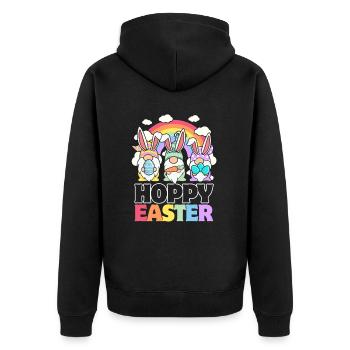 Hoppy Easter - Gnome Easter Eggs - Unisex Premium Organic Zip Hoodie - black - Back - Nico (187cm)