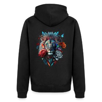 Lion Polygone Art Fleurs Animal Gift Zoo Motif - Veste à capuche bio Premium Unisexe - noir - Dos - Nico (187cm)