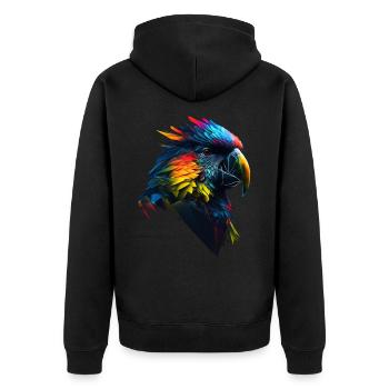 Papagei Vogel Bunt Vogelmotiv Geschenk Tier - Unisex Premium Bio Zip Hoodie - Schwarz - Hinten - Nico (187cm)