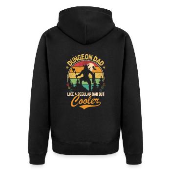 Dungeon Dad - Wie ein normaler Vater, aber cooler - Unisex Premium Bio Zip Hoodie - Schwarz - Hinten - Nico (187cm)