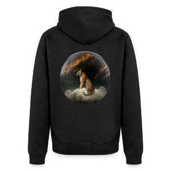 Tiger Glas Kugel Wolke Raubkatze Geschenk Kunst - Unisex Premium Bio Zip Hoodie - Schwarz - Hinten - Nico (187cm)