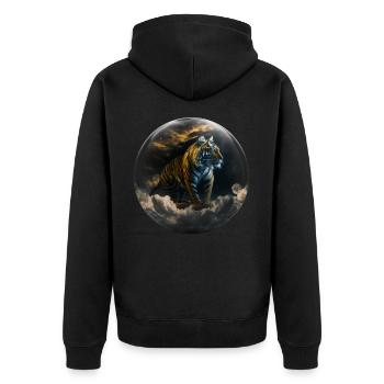 Tiger Glas Kugel Wolke Raubkatze Geschenk Kunst - Unisex Premium Bio Zip Hoodie - Schwarz - Hinten - Nico (187cm)