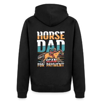 Horse Dad Scan For Payment - Unisex Premium Bio Zip Hoodie - Schwarz - Hinten - Nico (187cm)