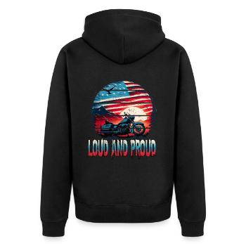 Loud And Proud für einen Motorradfahrer Opa Vater - Unisex Premium Bio Zip Hoodie - Schwarz - Hinten - Nico (187cm)