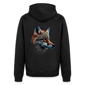 Loup et renard mixtes, cadeau animal de tête d’art - Veste à capuche bio Premium Unisexe - noir - Dos - Nico (187cm)
