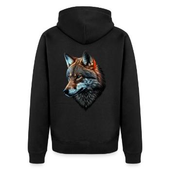 Loup et renard mixtes, cadeau animal de tête d’art - Veste à capuche bio Premium Unisexe - noir - Dos - Nico (187cm)