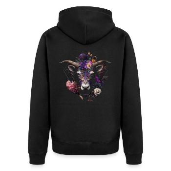 Chèvre Fleurs Art Cadeau Chèvre Animal Ferme - Veste à capuche bio Premium Unisexe - noir - Dos - Nico (187cm)