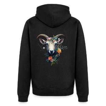 Chèvre Fleurs Art Cadeau Chèvre Animal Ferme - Veste à capuche bio Premium Unisexe - noir - Dos - Nico (187cm)